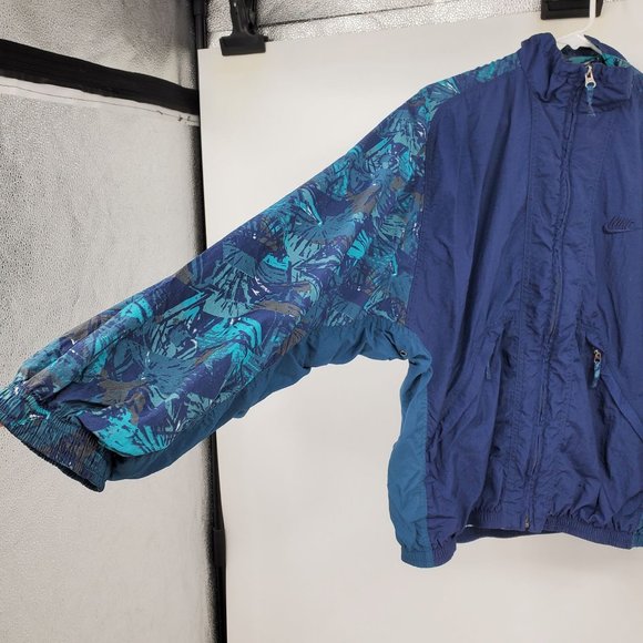 Vintage Nike Blue and Green Abstract Printed Windbreaker Jacket Small - Picture 2 of 10